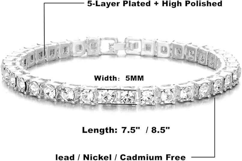 Iced Out Tennis & Cuban Link Bracelet – 14K Silver Hip Hop Jewelry for Men & Women