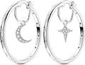 Star & Moon Hoop Earrings – 925 Sterling Silver Hypoallergenic Lightweight Earrings for Men & Women