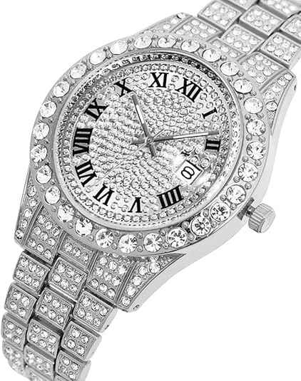 Hip Hop Iced Out Watch for Men – Bling Diamond-Style Luxury Quartz Watch with Date