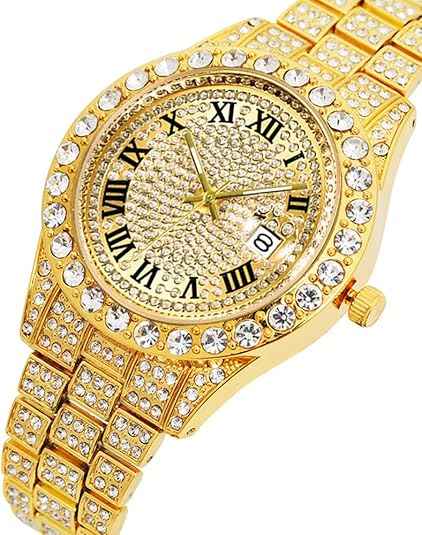 Hip Hop Iced Out Watch for Men – Bling Diamond-Style Luxury Quartz Watch with Date