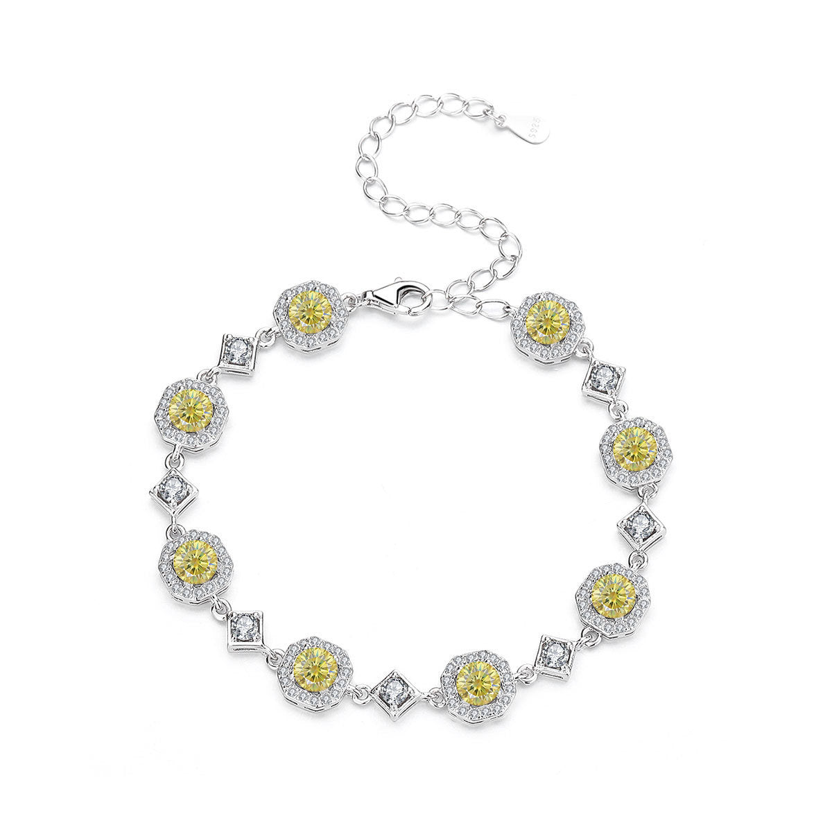 Sterling silver moissanite square bracelet