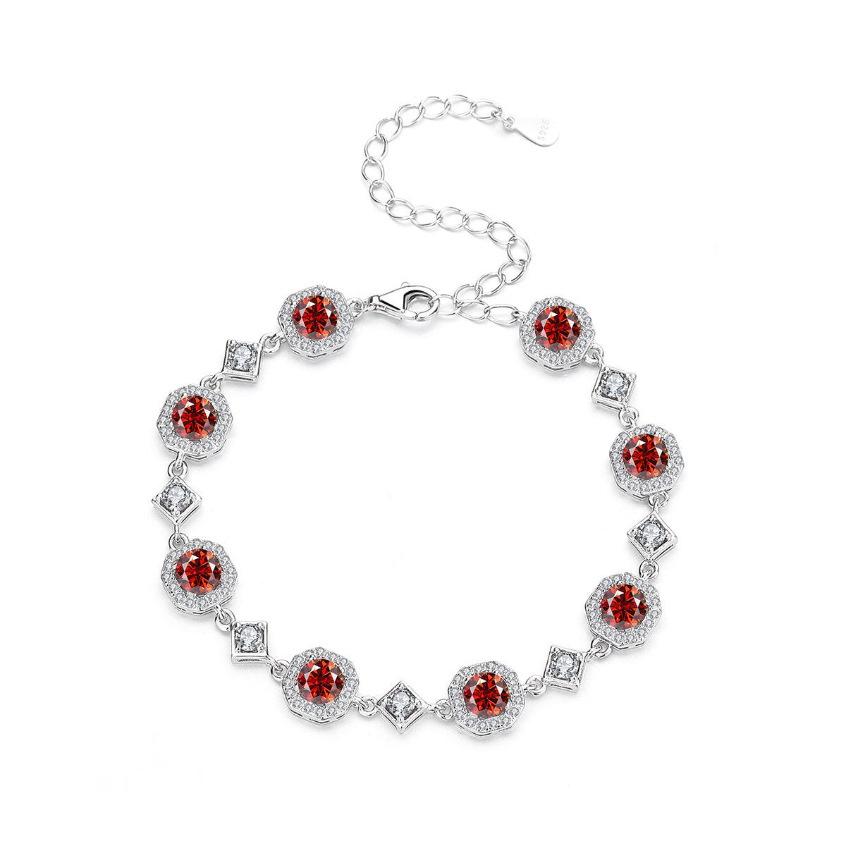 Sterling silver moissanite square bracelet