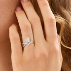S925 Sterling Silver 1CT V-Shaped Angel Wing Crown Moissanite Ring