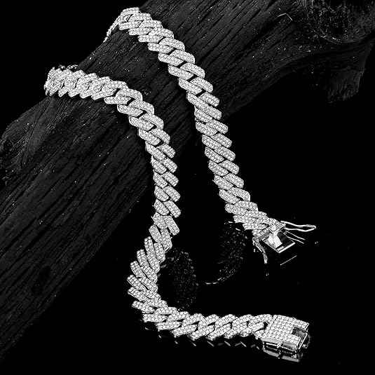 Iced Out Cuban Link Bracelet – Silver Bling Diamond-Style Hip Hop Jewelry for Men & Women