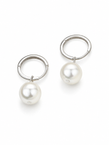 Sterling Silver Detachable Pearl Hoop Earrings - 2-in-1 Style