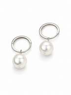 Sterling Silver Detachable Pearl Hoop Earrings - 2-in-1 Style
