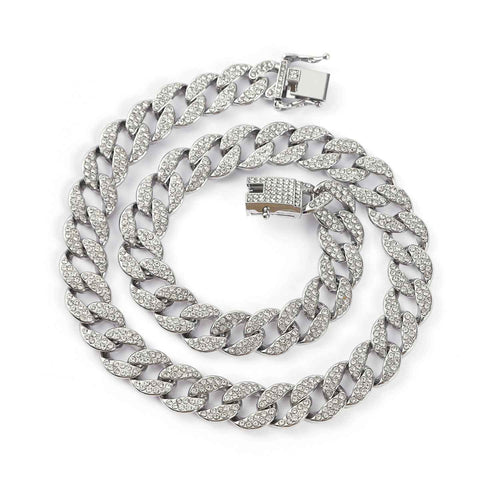 Extra Large Iced-Out Cuban Link Chain – Full Rhinestone Hip Hop Necklace for Men & Women