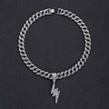 Iced-Out Lightning Pendant Necklace for Men – Full Diamond Cuban Link Hip Hop Chain