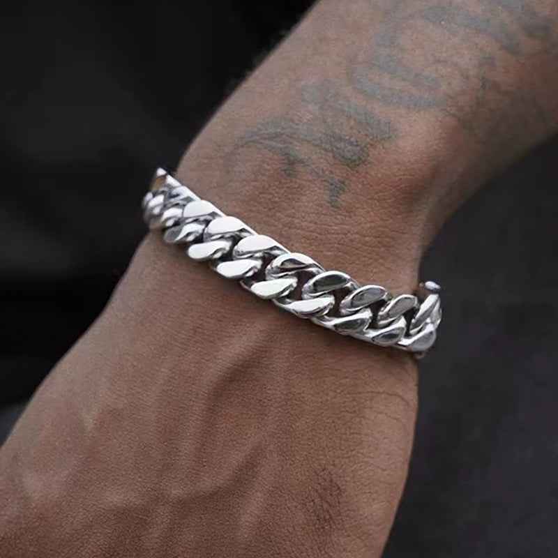 Men’s Cuban Link Bracelet – Titanium Hip Hop Chain Bracelet, Trendy & Cool Streetwear Jewelry