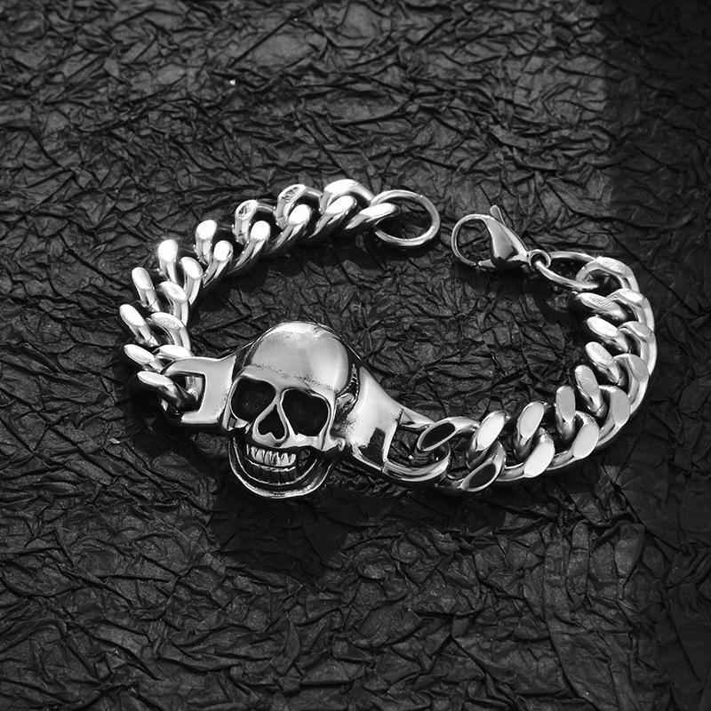 Skull Head Bracelet for Men – Creative Punk Hip Hop Rock Style Trendy Accessory