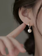 Sterling Silver Detachable Pearl Hoop Earrings - 2-in-1 Style