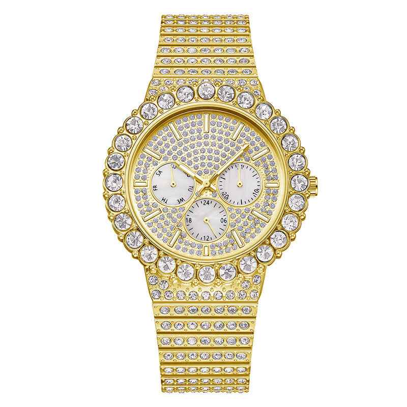 Men’s Steel Band Hip Hop Watch – Quartz Watch with Butterfly Clasp (EU & US Style)