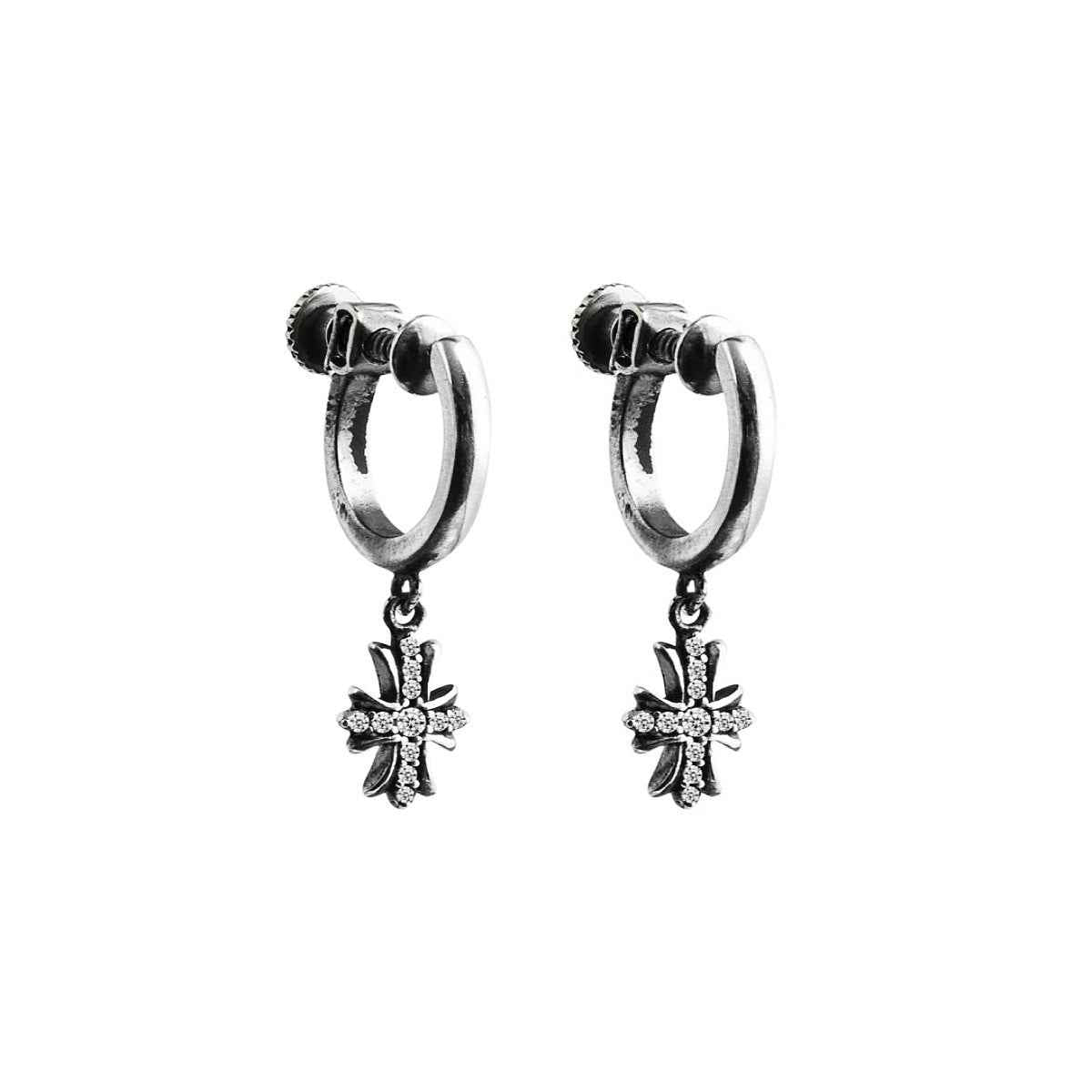 Hip Hop No-Piercing Cross Ear Cuffs – Heavily Studded Retro Distressed Pudding Ear Clips for Men