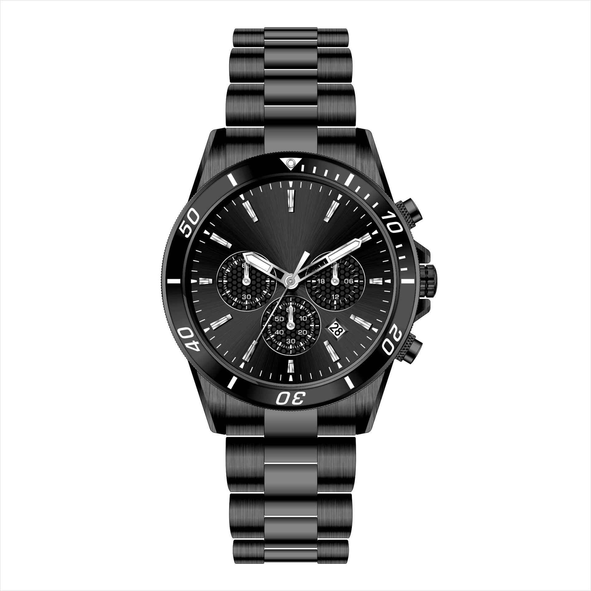 Men’s Hip Hop Style Stainless Steel Watch – Waterproof Quartz Wristwatch