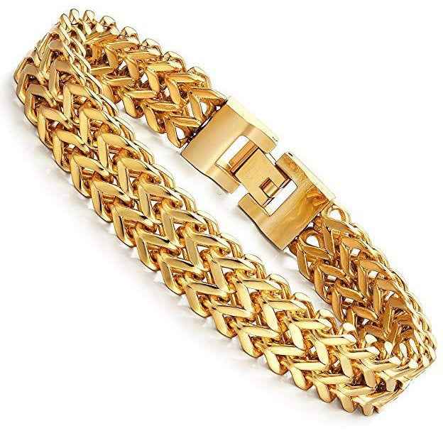 Hip Hop Dragon Bone Bracelet – Stainless Steel Double-Layer Reversible Chain for Men
