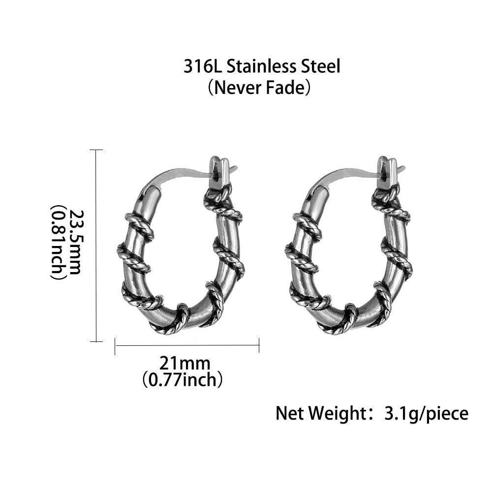 Vintage Wraparound Drop Earrings for Men – Titanium Steel Distressed Hip Hop Style