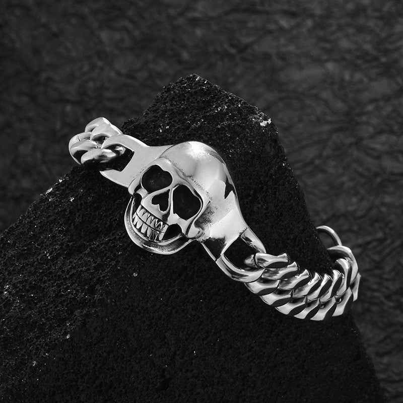 Skull Head Bracelet for Men – Creative Punk Hip Hop Rock Style Trendy Accessory