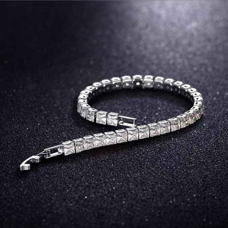 Iced Out Tennis & Cuban Link Bracelet – 14K Silver Hip Hop Jewelry for Men & Women