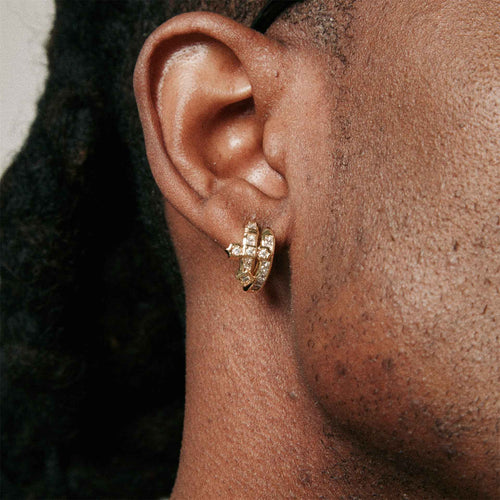 Full Diamond Cross Stud Earrings for Men – Hip Hop Street Fashion Bling Jewelry
