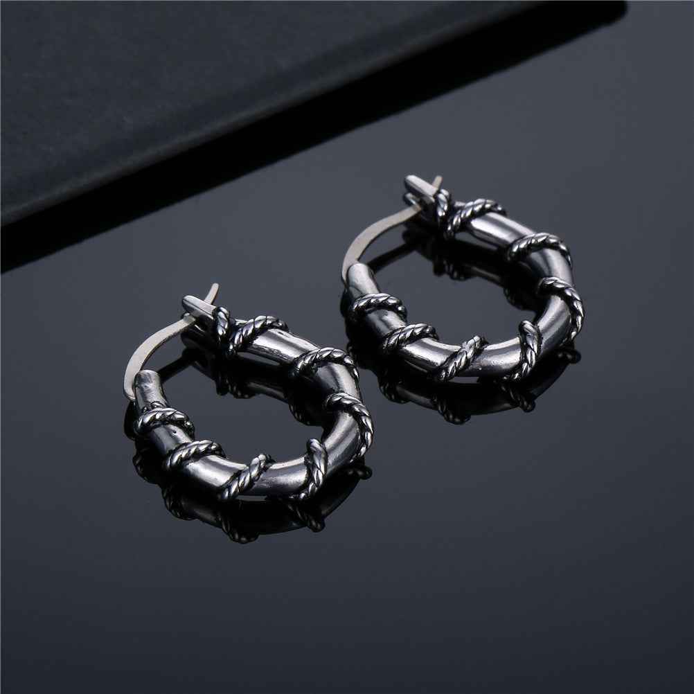 Vintage Wraparound Drop Earrings for Men – Titanium Steel Distressed Hip Hop Style