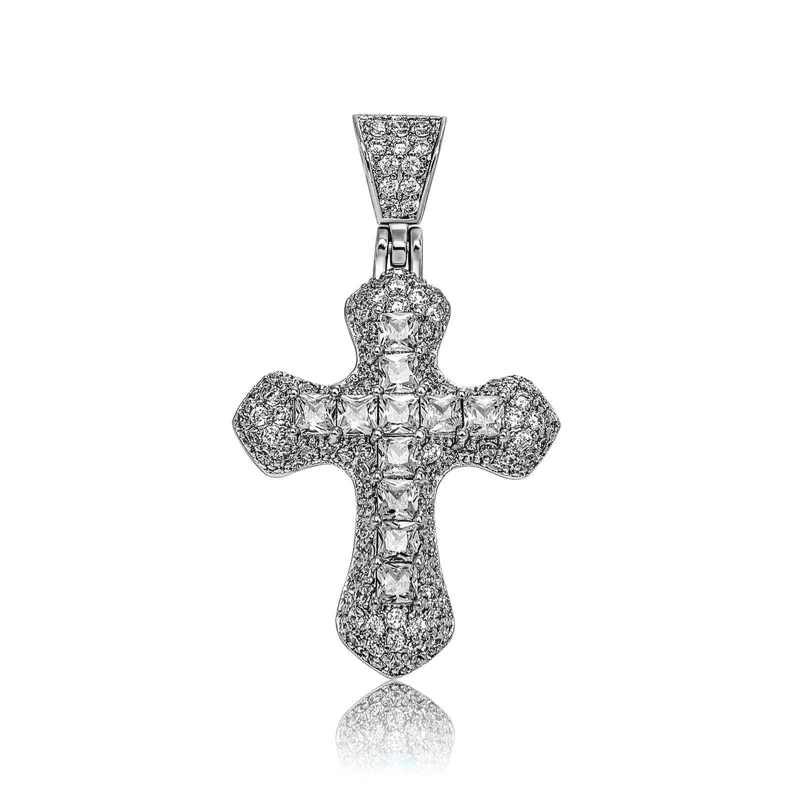 Men’s Hip Hop Colorful Zircon Cross Necklace – Twisted Link Sweater Chain Pendant