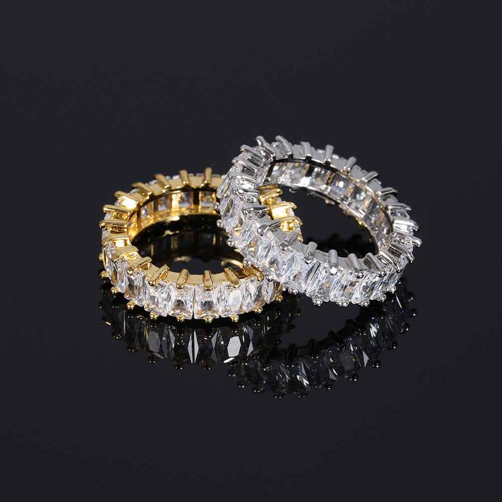 Hip Hop T-Shape Zircon Ring – 6mm Single Row Gold Plated Personalized Statement Ring