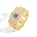 Men’s 14K Gold Plated Geometric Zircon Ring – Iced Out Cuban Link Hip Hop Style