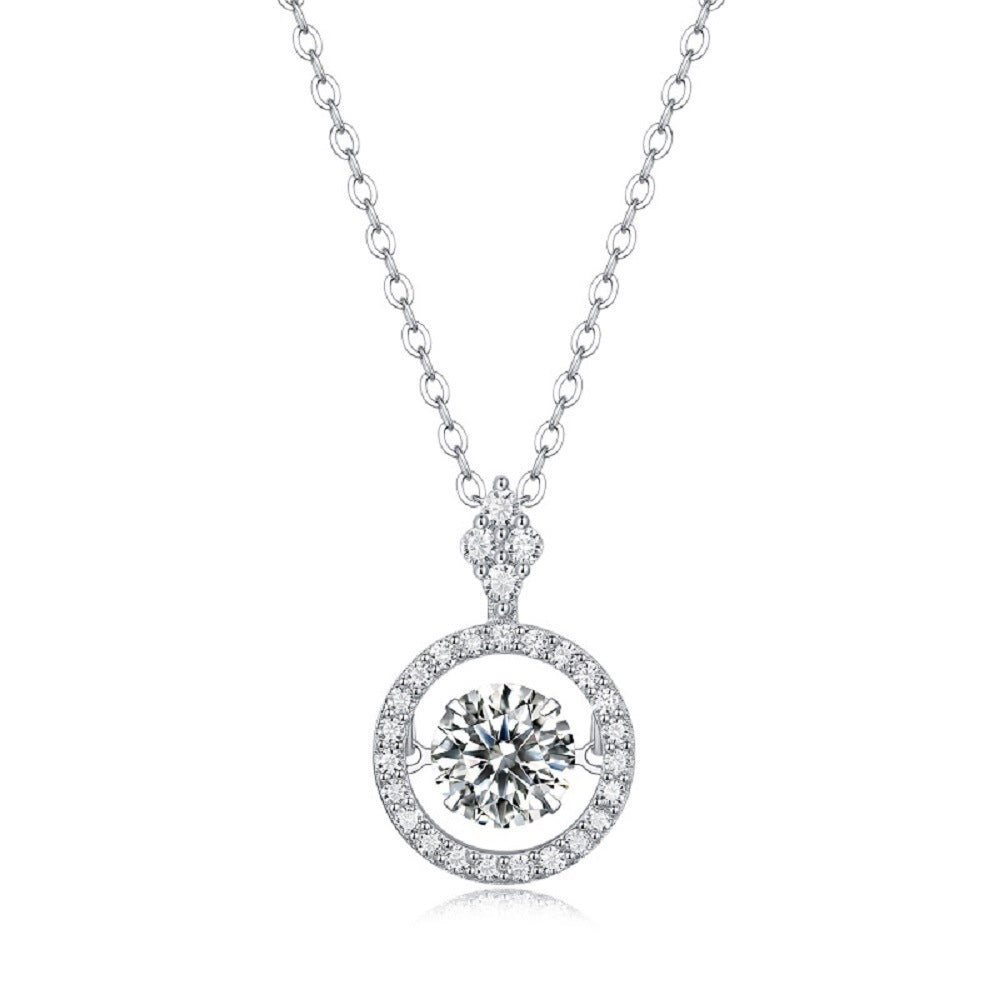 925 Sterling Silver Floating Halo Moissanite Necklace