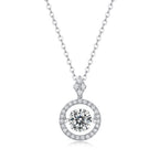 925 Sterling Silver Floating Halo Moissanite Necklace