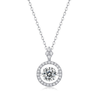 925 Sterling Silver Floating Halo Moissanite Necklace