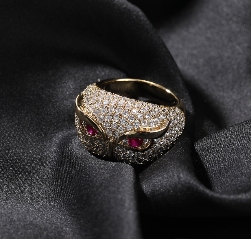 Men’s hip hop owl ring copper with 5A cubic zirconia