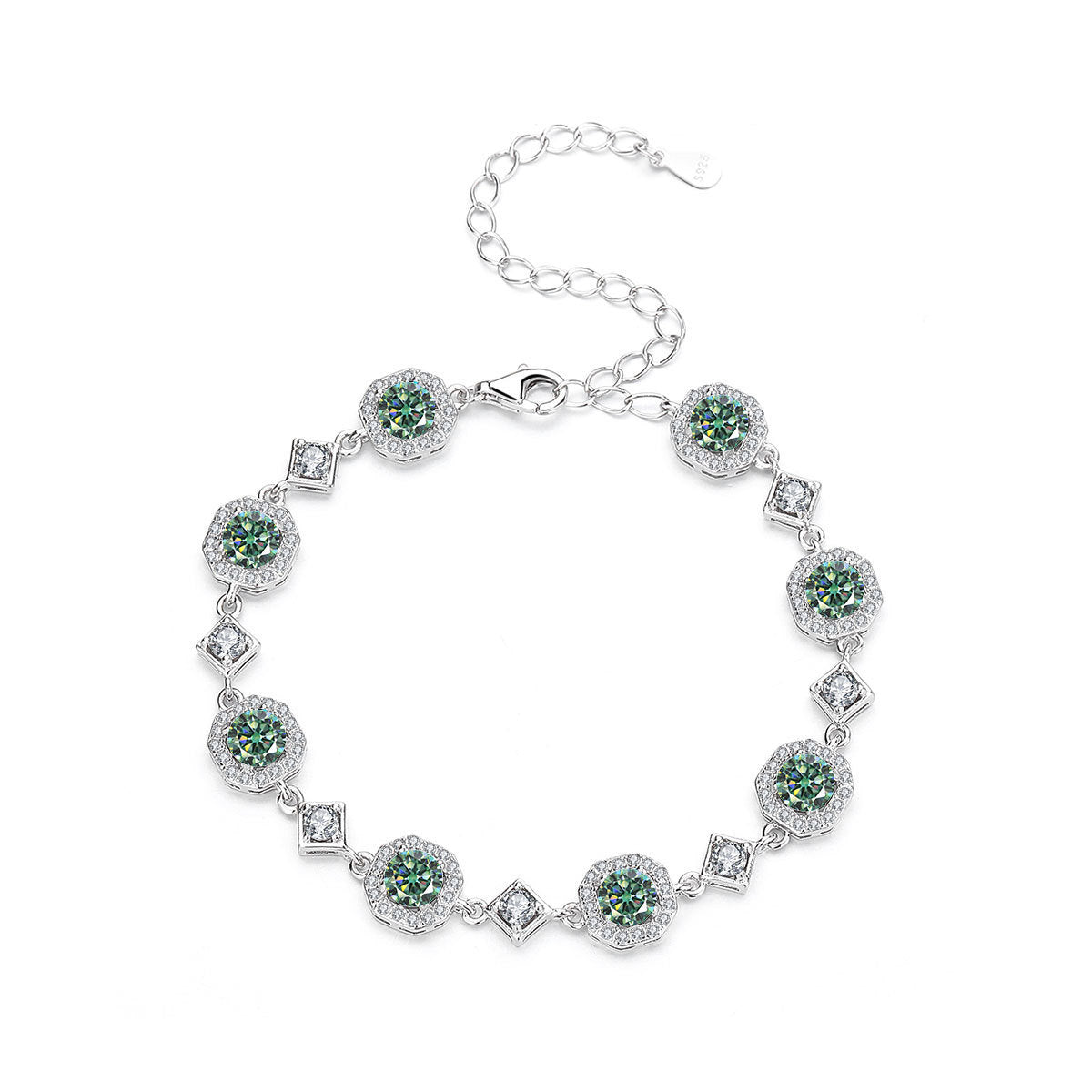 Sterling silver moissanite square bracelet